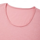 preiswerte Baumwoll-Leinen T-Shirts-Herren Leinenähnliches T-Shirt Kurze Ärmel Rundhalsausschnitt Sommer Einfach Mode Designer Basic Weich Urlaub Straße Alltagstauglich Rosa Hellblau Beige Top T-Shirt für Herren