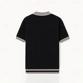 preiswerte Herren Elite Polo-Herren Polo Geschäft Lässig Umlegekragen Kurzarm Farbblock Jacquard V-Ausschnitt Weich Sommer Frühling Herbst Normale Passform Weinrot Schwarz Khaki Polo