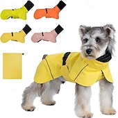 baratos capa de chuva-capa de chuva para cachorro, capa de chuva impermeável com capuz, capa de chuva ajustável para animais de estimação com orifício para guia para cães de pequeno e médio porte