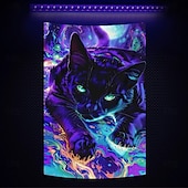 お買い得  ブラックライトタペストリー-ブラックライトタペストリー 蓄光 パーティー UV反応 猫 トリッピーミスティー 吊るしタペストリー 壁アート ミューラル リビングルーム 寝室用