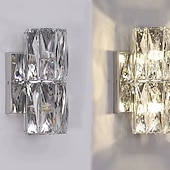 abordables Appliques murales d'intérieur-Appliques murales d'intérieur en cristal K9 de haute qualité, style nordique, pour salon, magasins, cafés, applique murale en acier, 110-240 V