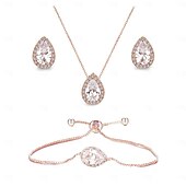 billige Smykkesett-Brudesmykkesett 1 sett zirkon strass øredobber halskjede armbånd dame elegant stilig søtt smykkesett til bryllup spesiell anledning fest aftenantrekk