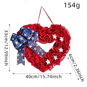 voordelige Decoratie van de Onafhankelijkheidsdag-Patriottische 4 juli krans voor voordeur, onafhankelijkheidsdag, Amerikaanse vlag, rood, wit, blauw, deur, buitendecoratie, rustieke boerderij, gaas, verandadecoratie