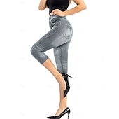 cheap Blue 3D Print-Women&#039;s Leggings Capri Pants 3D Print Chinos Vintage Streetwear Casual Calf-Length High Waist Plain Printing Comfy Soft Comfortable Stretchy Outdoor Street Black Red Blue Gray Summer Slim Fit