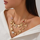 abordables Collares-Collares con colgantes Zirconio Concha Mujer Moda Artístico Borla Multi capa Corazón Boda Gotas Gargantillas Para Boda Fiesta Fiesta de baile