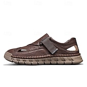 billiga Avslappnade sandaler-herrsandaler bruna friluftssandaler med kardborreband och bekväm design för vandringsresor och vardagsbruk