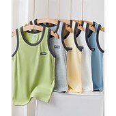 billiga T-shirts och skjortor för pojkar-Barn Pojkar Stridsvagn Tee Färgblock Ärmlös Barn Top Utekväll Grundläggande Sommar Vit 4 år +
