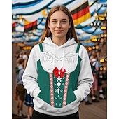 halpa Hoodies-Hoodie Print Casual Bavarian Bishop Sleeve Front Pocket Graphic for Women's Adults' 3D Print  for Carnival Oktoberfest Beer Vacation Party