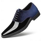 お買い得  オックスフォードシューズ-ベルベット仕上げの男性用ブルーとホワイトの光沢のあるドレスシューズ - フォーマルな機会やイベントに最適なエレガントで目を引く靴
