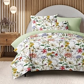 cheap 100% Cotton-Flowers Duvet Cover 100% Cotton Full Size Bedding Set Bed Sets Quilt Cover Soft Lightweight Comforter Cover with 2 Pillowcases for All Season