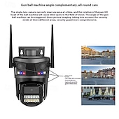 ieftine Camere Rețea IP Interior-Cameră de securitate Wi-Fi pentru exterior cu triplu obiectiv de 9MP – cameră de supraveghere PTZ cu urmărire automată, previzualizare pe 3 ecrane, vedere nocturnă, rezistență la apă IP66