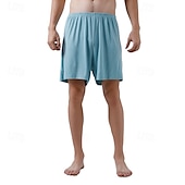 billiga Sov botten-Herr Vardagsklädsel Pyjamasshorts Slät Mode Klassisk Ledigt Hem Dagligen Säng Bomull Komfort Andningsfunktion Mjuk Shorts Elastisk midja Sommar Svart Rodnande Rosa