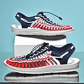 preiswerte Urlaubsandalen-Herren Sandalen Spaziergang Lässig PU Leder Bequem Rutschfest Atmungsaktiv Schnürung Rose+Schwarz Weiß+Schwarz Dunkelrot Sommer Frühling Herbst