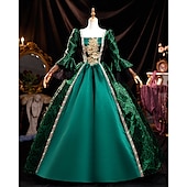 abordables Robes-ancien Rococo Renaissance Maxi Robe Normal Juliette Princesse Mariée Plissé Volanté Princesse Col rond Déguisement Femmes Halloween Carnaval Mascarade Soirée Halloween Performance Adultes