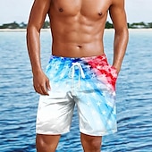 cheap Flag Print-Independence Day Men&#039;s US Flag Patriotic Fourth of July Swim Trunks Swim Shorts Board Shorts Mid Waist Hawaiian Holiday Side Pockets Mesh Lining Elastic Drawstring Waist Designer Clothing Apparel