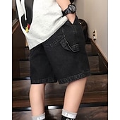 cheap Bottoms-Kids Boys Shorts Solid Color Breathable Soft Comfort Shorts School Cool Basic Black Blue Mid Waist
