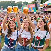 olcso pólók-Októberi fesztivál Dirndl nyomtatás Póló bajor München Német Grafikus Kompatibilitás Női Felnőttek Októberi fesztivál Forró bélyegzés Fesztivál