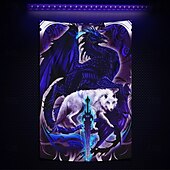 abordables Tapisseries à la lumière noire-Tapisserie Blacklight de Ruth Thompson Lumineux dans le Noir Fête Lumineuse UV Réactive Psychédélique Brumeuse Tapisserie Suspendue Art Mural pour Salon Chambre Dragonblade ALPHABLADE HAUTE RÉSOLUTIO