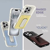 رخيصةأون جرابات آيفون-جراب هاتف ملون مقاوم للصدمات لهاتف iPhone 16 Pro Max Plus / 15 / 14 / 13 / 12 Pro Max - فتحة بطاقة منزلقة مع مسند، غطاء خلفي من الكمبيوتر الشخصي