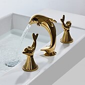 economico Rubinetti per lavandino bagno-Rubinetto per lavabo - Ampia diffusione Cromo / Galvanizzato Rubinetto a tre fori Due maniglie tre foriBath Taps