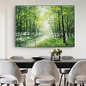 cheap Landscape Paintings-Handpainted Green Tree Oil Painting on Canvas Modern Textured flower tree painting Wall Art 3D Floral forest Painting Contemporary Art Large Wall Art oil painting for Living Room Decor