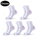 economico calzini da uomo-Per uomo 5 Paia Pacchi Multipli Calzini Calzini da Corsa Calzini Casual Nero Bianco Colore A righe Vacanza Sport &amp; Outdoor Quotidiano Base Medio Primavera Autunno Moda Casual