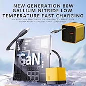 cheap Tool Accessories-3 in 1 GaN Charger,Scalable 80w Max Fast Charger Module with Type-C Cable and 2 USB Ports, for iPhone, Phone and Laptops