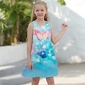 economico Comò in cartone animato 3D-ragazze&#039; 3D Farfalla Abito Senza Maniche Estate Primavera Vacanza Quotidiano Ferie Principessa Bello Dolce Bambini 4-12 Anni Vestito Casual Abito a trapezio Lunghezza al ginocchio Vestibilità regolare