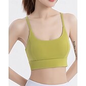 abordables Soutiens-gorge de sport &amp; gilets-Femmes Couleur Unie Soutien-gorge de tennis Sans manches Dos nu Résistant aux Chocs Évacuation de l&#039;Humidité Respirant Tennis Le golf Jogging Col en U Dos à Lanières Noir Blanche Jaune Vêtements de