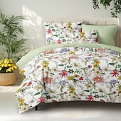 cheap 100% Cotton-Flowers Duvet Cover 100% Cotton Full Size Bedding Set Bed Sets Quilt Cover Soft Lightweight Comforter Cover with 2 Pillowcases for All Season