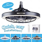 cheap Light Bulbs-1 Pc E26/27 Socket Ceiling Fan Light Remote Control Three Color Adjustable Wind Speed Timing Adjustable Dining Room Bedroom Living Room Ceiling Fan Light 100-240v