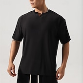 preiswerte Geripptes Strick-T-Shirt-Herren T Shirt T-Shirt Kurzarmshirt Kurzarm V Ausschnitt Sommer Einfach Mode Designer Basic Jacquard Urlaub Straße Ausgehen Schwarz Weiß Dunkelgrau Top T-Shirt für Herren