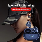 お買い得  ワイヤレスヘッドホン-骨伝導ワイヤレスイヤフォン Bluetooth 5.3 – HD音声、ノイズリダクション、LEDディスプレイ、デュアル接続、タッチコントロール、ランニング＆スポーツに最適
