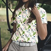 Χαμηλού Κόστους Γυναικείο πουκάμισο-Γυναικεία Γραφική Πουκάμισο τένις Κοντομάνικο Στάμπα UPF50+ Γρήγορο Στέγνωμα Τέννις Γκολφ Μπάντμιντον Περιλαίμιο Polo Μπλουζάκι Μπολύζες Λευκό Ροζ Ουρανί Ρούχα τένις