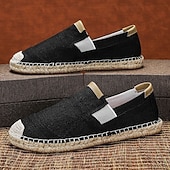 tanie Buty casual slip-on-męskie czarne espadryle wsuwane z podeszwą jutową - casualowe, wygodne obuwie letnie do noszenia na co dzień
