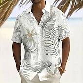 halpa Trooppiset kasvit-Miesten Palmu lehtiä Trooppiset kasvit Havaiji paita Button Up paita Havaijilaispaita Lyhythihainen Havaijilainen Pyhäpäivä Ranta-asut Kesä Kevät Sänkyjen avaus 3D-tulostus kauluspaidat Edessä yksi
