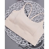abordables Soutiens-gorge de sport &amp; gilets-Femmes Couleur Unie Soutien-gorge de tennis Sans manches Dos nu Résistant aux Chocs Évacuation de l&#039;Humidité Respirant Tennis Le golf Jogging Col en U Dos à Lanières Noir Blanche Jaune Vêtements de