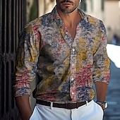 voordelige Geometrisch patroon-Voor heren Geometrisch Abstract Lijn Overhemd Overhemd met knopen Casual overhemd Lange mouw Mode-casual Formeel Vakantie Dagelijks gebruik Zomer Lente Strijkijzer 3D-afdrukken shirts met kraag Rood