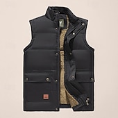 halpa Gilets-Miesten Tikattu liivi Päivittäin Vapaa-aika Syystalvi Tasku Polyesteri Mukava Yhtenäinen väri Vetoketju Stand-kaula-aukko Musta Khaki Armeijan vihreä Tumman sininen Liivi