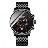 abordables Relojes mecánicos-Reloj de moda para hombre, cronógrafo de acero inoxidable, malla de cuarzo, reloj de pulsera para hombre, resistente al agua, luminoso, fecha, relojes deportivos para hombre.