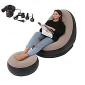 お買い得  屋外活動-フットペダル付きポータブルインフレータブルソファ - キャンプ用の快適な折りたたみ式アウトドアソファ（修復キット付き）