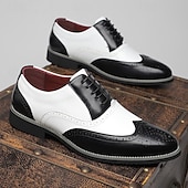 economico Formale-Scarpe da uomo Oxford con punta a coda di rondine in bianco e nero, scarpe eleganti brogue in vera pelle ispirate a Gatsby per feste jazz anni &#039;20, matrimoni vintage ed eventi serali formali