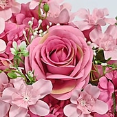 رخيصةأون نباتات وزهور صناعية-صف زهور طويل صناعي لقطعة مركزية لطاولة الزفاف، ترتيب زهور متدلي للولائم والفنادق والأقواس وديكور الحفلات، زهور حريرية على الطراز الأوروبي