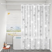 お買い得  シャワーカーテン-PEVAシャワーカーテンパターン印刷バスカーテン防水カビ防止、フック付き180x180cm 70&quot;x70&quot; 200cm長
