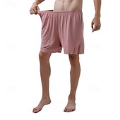 billiga Sov botten-Herr Vardagsklädsel Pyjamasshorts Slät Mode Klassisk Ledigt Hem Dagligen Säng Bomull Komfort Andningsfunktion Mjuk Shorts Elastisk midja Sommar Svart Rodnande Rosa