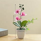 economico Piante e Fiori Artificiali-Pianta di orchidea artificiale in vaso, composizione floreale di phalaenopsis finta, orchidea di seta realistica in vaso per centrotavola da ufficio in casa