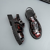 cheap Dress Sandals-Men's Black Faux Leather Gladiator Sandals - Durable and Stylish Sandals for Summer Adventures