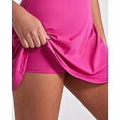 economico Abbigliamento Tennis da donna-Per donna Tinta unita Abito da tennis con pantaloncini e reggiseno incorporati Abito sportivo Senza Maniche Arricciato Traspirante Tennis Pickleball Il giro Vestito Nero Blu marino scuro Marrone