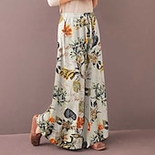 economico Pantaloni in cotone e lino con grafica-Per donna Pantaloni ispirati al lino Gamba larga Pantaloni Palazzo Streetwear Boho Lunghezza intera Misura del girovita medio Fiore Elastico in vita Traspirante Confortevole Micro-elastico All&#039;aperto