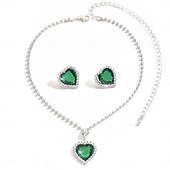 cheap Jewelry Sets-Bridal Jewelry Sets Two-piece Suit Imitation Diamond 1 Necklace Earrings Women&#039;s Elegant Sweet Lovely Retro Love Precious Jewelry Set For Wedding Gift Daily